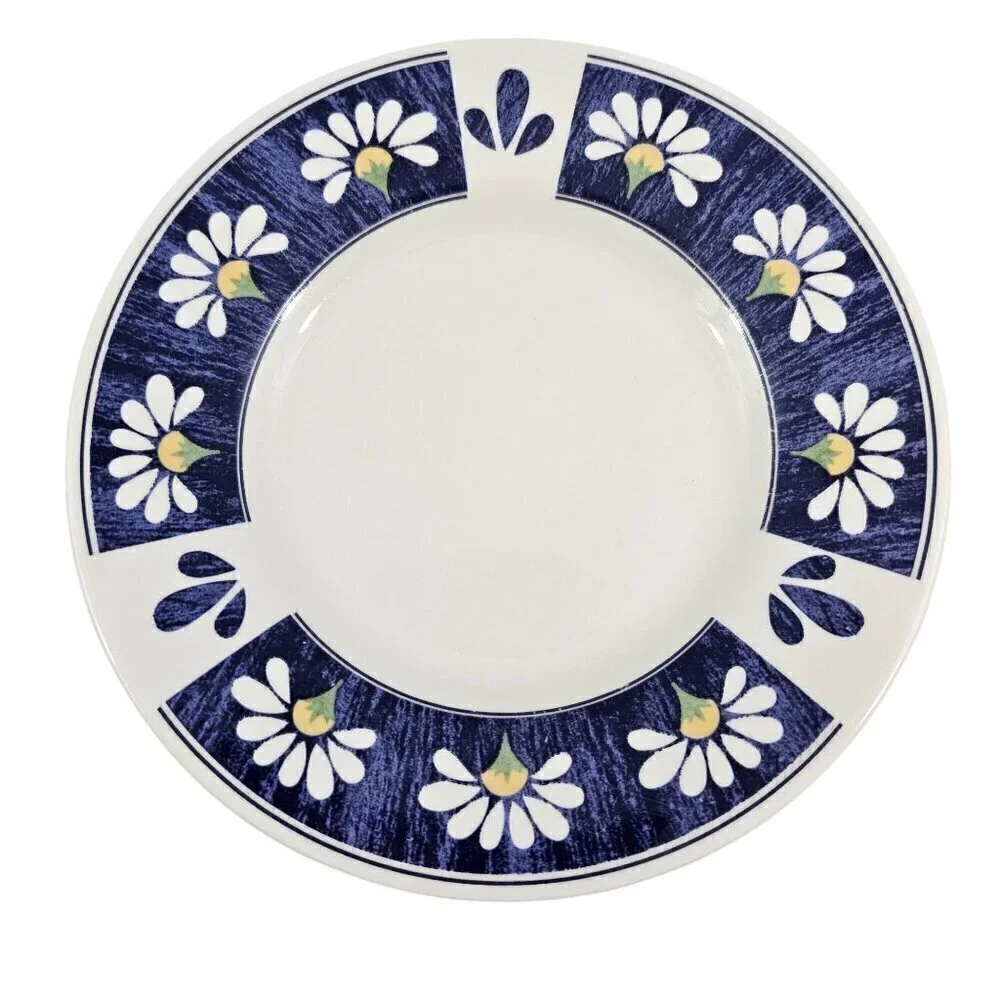 Oneida Spring Daisy Majesticware 6.5” Ceramic Dessert Bread Plates – Set of 4
